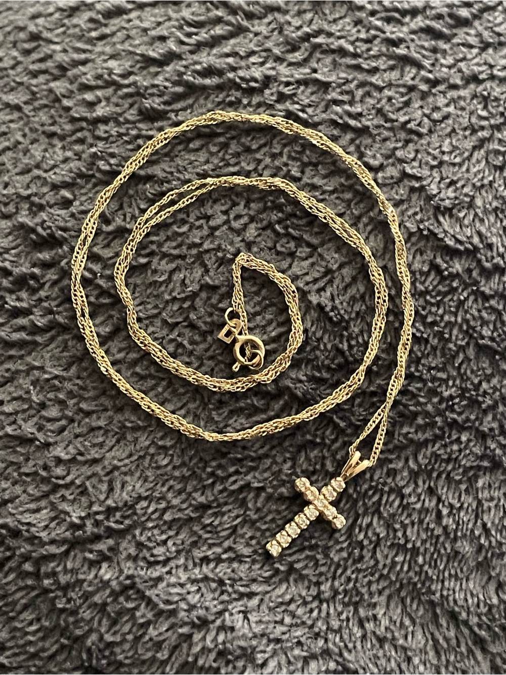 Real! 14kt Gold Diamonds Cross Very Long Necklace - Picture 3 of 15